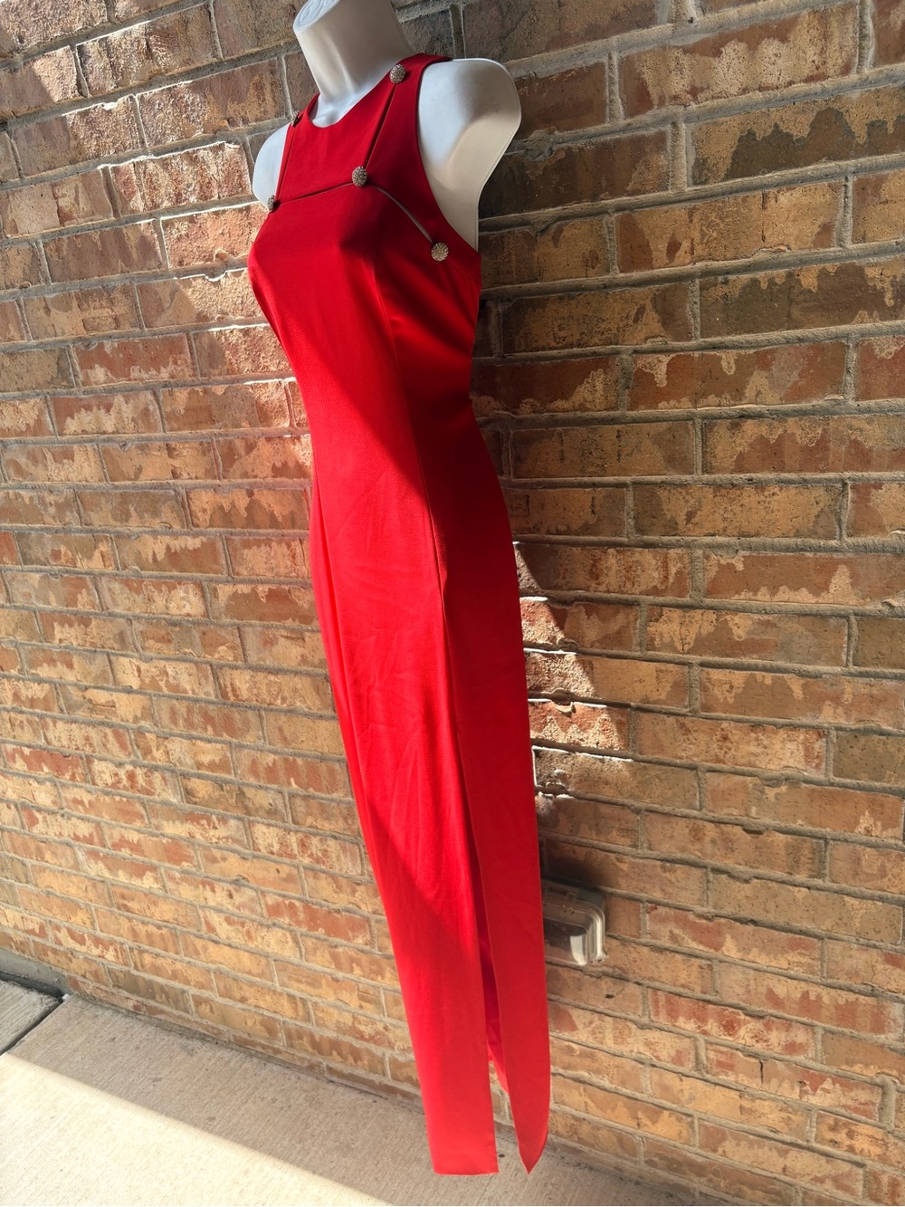 Niteline Della Roufogali Red Rhinestone Cutout
Gown Sz 4 Old Hollywood Slit Glam - Picture 6 of 11